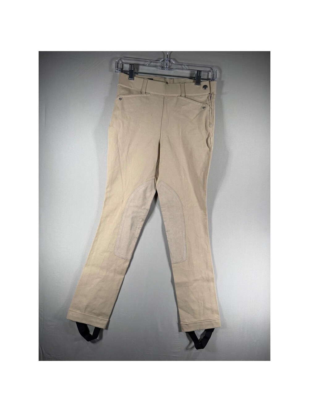 Ariat Heritage Girls Equestrian Breeches Tan Riding Pants Side Zip Stirrup Sz 12